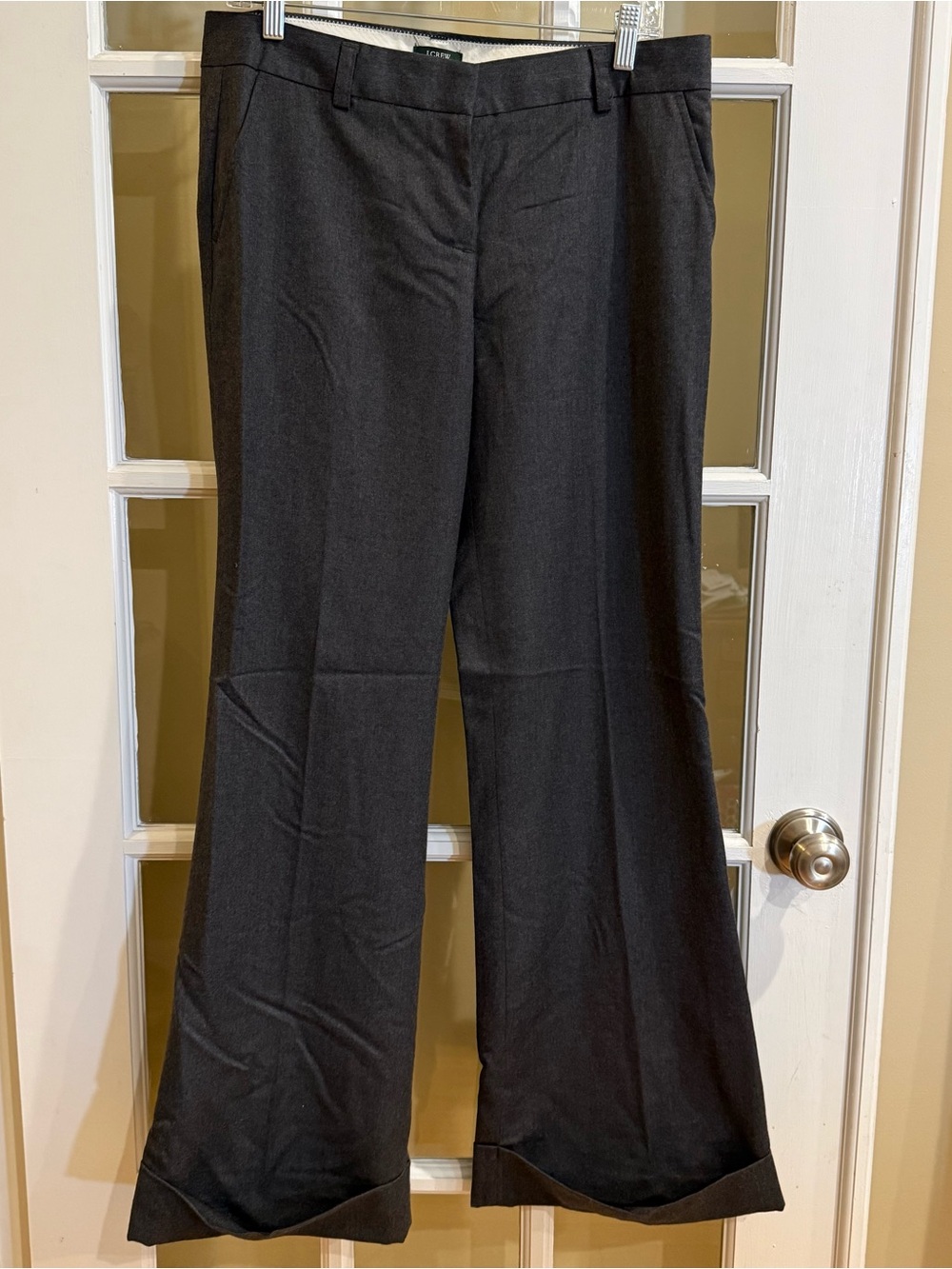 J. Crew Low Fit 100 Wool Pants Rolled Hem Size 8 Charcoal Gray